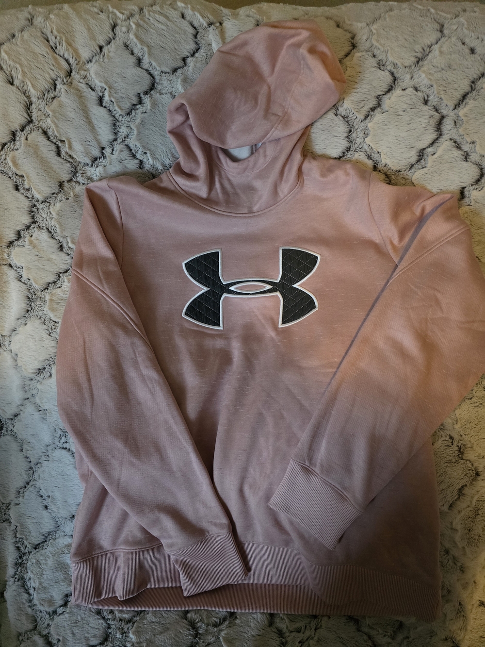 Under Armour Coldgear Women’s Pink & Gray Hoodie Sweatshirt Sz L EUC Like New